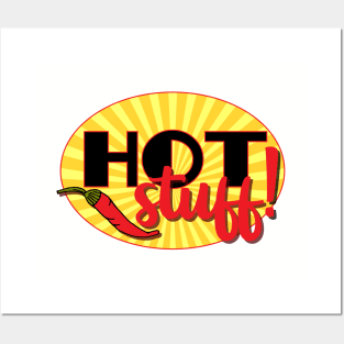 Hot Stuff Retro Chilli Pepper Love Quote Posters and Art